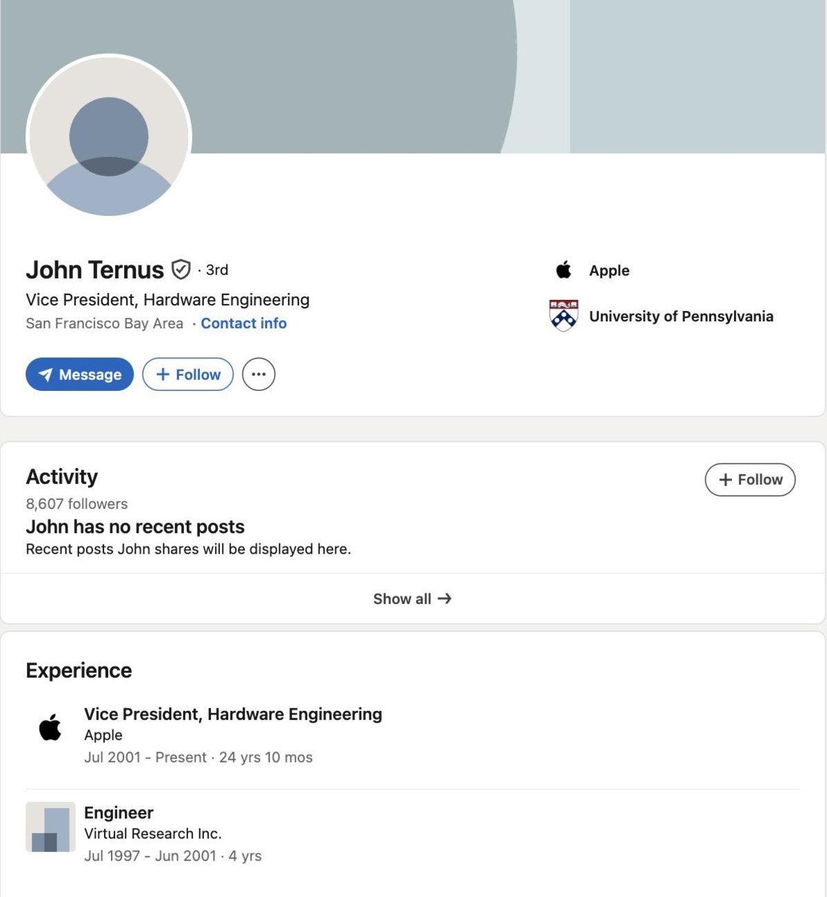 Apple'ın Yeni CEO'su John Ternus: LinkedIn Profiliyle Sosyal Medyada Fırtına Koparıyor 19 Apple'ın Yeni CEO'su John Ternus: LinkedIn Profiliyle Sosyal Medyada Fırtına Koparıyor - Görsel 5