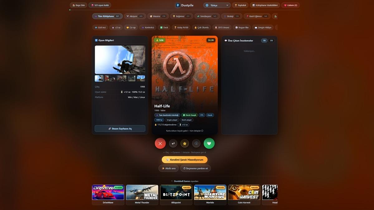 Steam Kütüphanenizi Tinder Gibi Sıralayabileceğiniz Yeni Araç: Dustpile 19 Steam Kütüphanenizi Tinder Gibi Sıralayabileceğiniz Yeni Araç: Dustpile - Görsel 5
